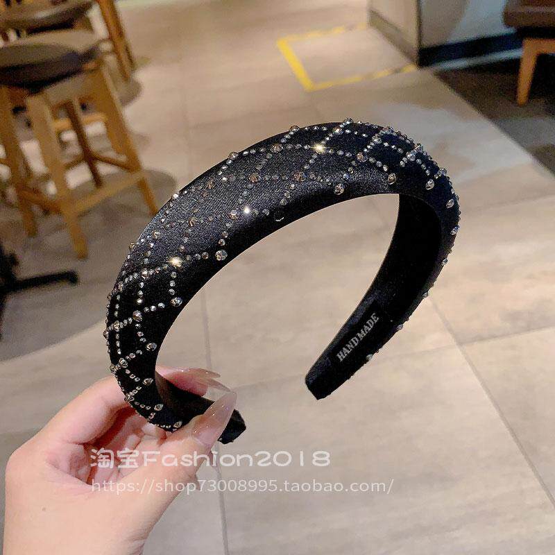 2024年新款潮满钻黑色网红发箍女简约宽发卡洗脸外出头箍压发头饰