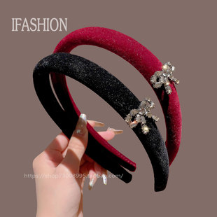 水晶丝绒蝴蝶结发箍女2025新款 高级感头箍轻奢洋气发饰显脸小 爆款