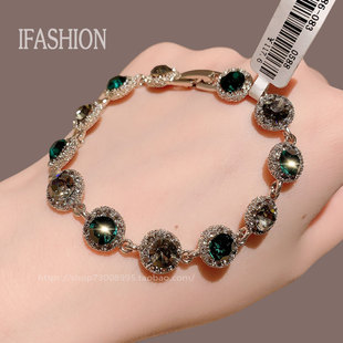 2025新款锆石圆形几何卡扣手链复古简约百搭时尚气质高级感手饰女