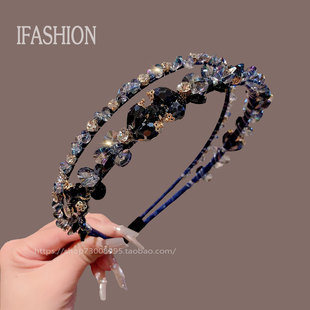 超闪水晶锆石发箍女2025年新款小众气质水钻头箍洗脸发卡发捆头饰