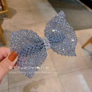 奢华水晶蝴蝶结发夹女2024新款气质顶夹高级感甜美外出后脑勺发卡