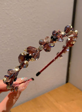 复古港风水晶发箍女超仙森系水钻头箍气质时尚高颅顶压发发饰头饰