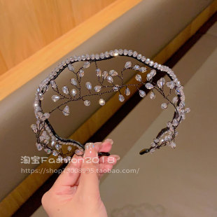 手工串珠轻奢水晶编织网状超仙发箍女2024新款 压发小众设计感头箍