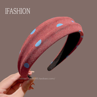 时尚 复古波点宽边发箍女韩国东大门头箍压发发卡时髦外出发饰新款