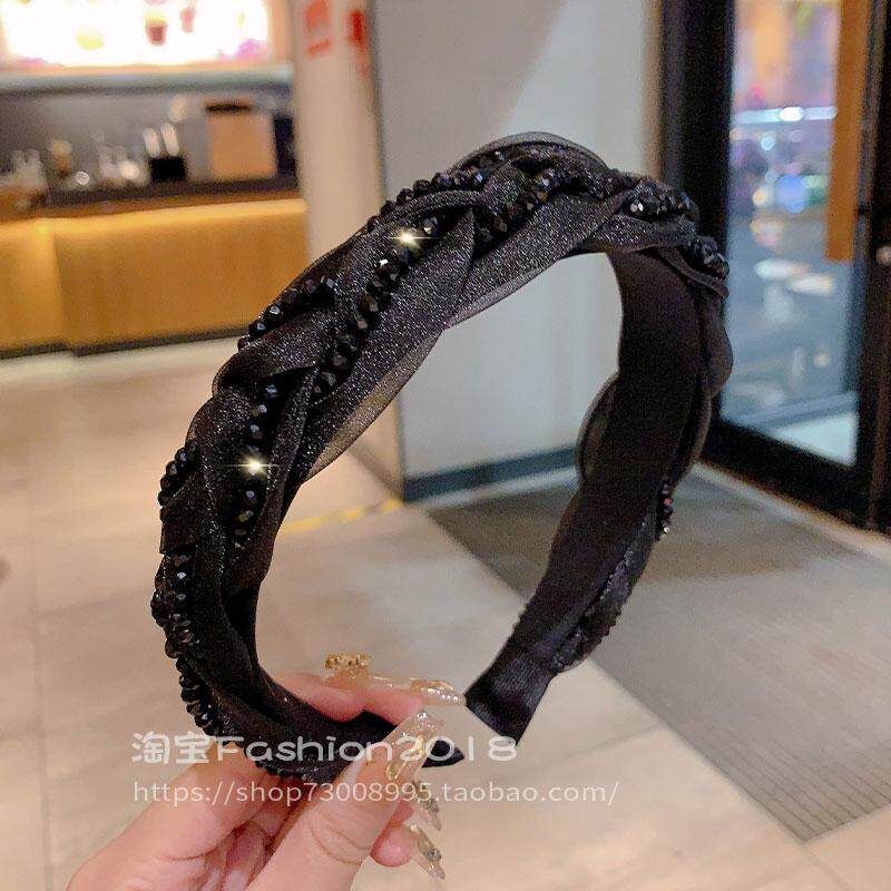 春夏麻花编织水晶发箍女新款防滑洗脸压发头箍时尚高级感发捆发卡