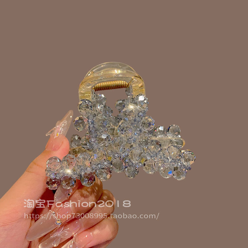 复古优雅重工水晶满钻发夹大号鲨鱼夹盘发牢固抓夹轻奢简约发饰潮