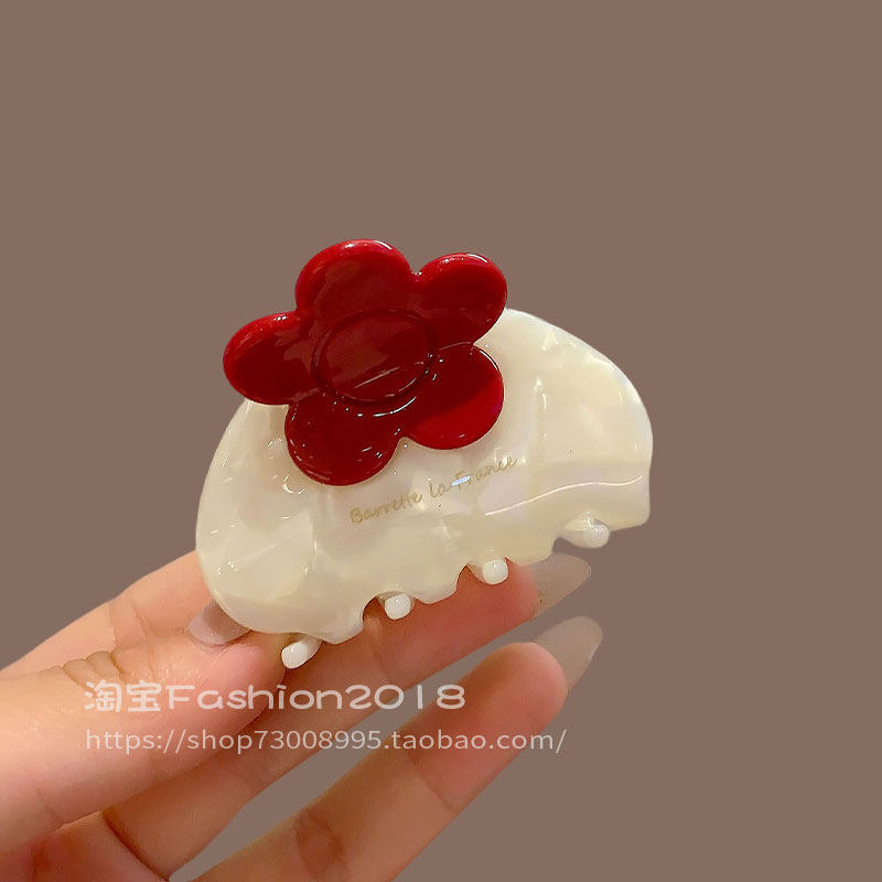 精致百搭花朵醋酸抓夹小号ins复古法式发卡发抓精致夹子盘发夹女