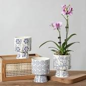 新中式 饰瓷器绿植花卉高颜值盆 青花瓷陶瓷花盆蝴蝶兰专用盆室内装