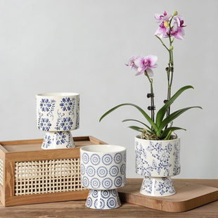 新中式青花瓷陶瓷花盆蝴蝶兰专用盆室内装饰瓷器绿植花卉高颜值盆