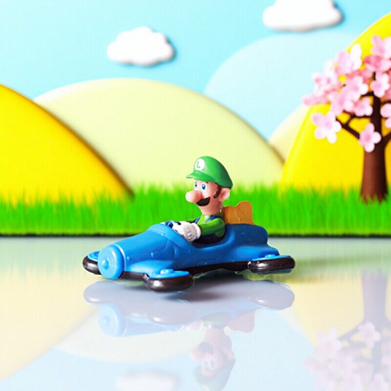 【绝品】日本正版 超级玛丽 玛丽兄弟四驱飞行车玩具 约7.5cm