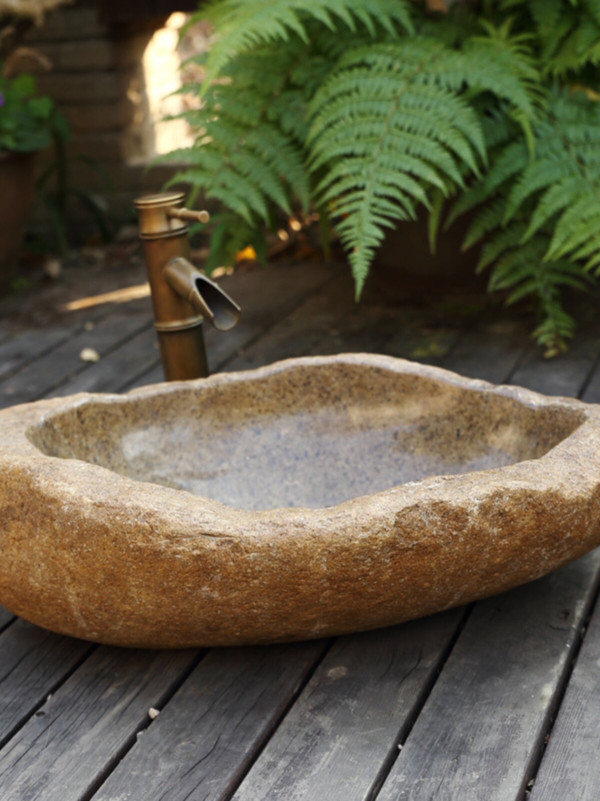 户外台盆石头洗手盆复古鹅卵石台上盆天然石材洗脸盆艺术盆洗面盆