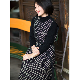 新款 2021冬季 双层加厚提花羊毛黑色背心裙 风中芦苇 忘城S379座