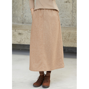 忘城N570座 秋冬气质文艺羊毛混纺双层斜纹毛呢直筒半身裙 慢下来