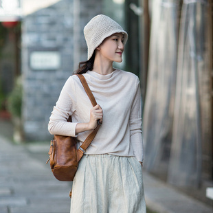 打底衫 忘城9624座 90支高密全羊毛长袖 2023秋季 上衣女 麦地与诗人