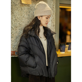 忘城S712座 黑色加厚连帽羽绒服 2022冬95白鸭绒短款 温暖 迷路者