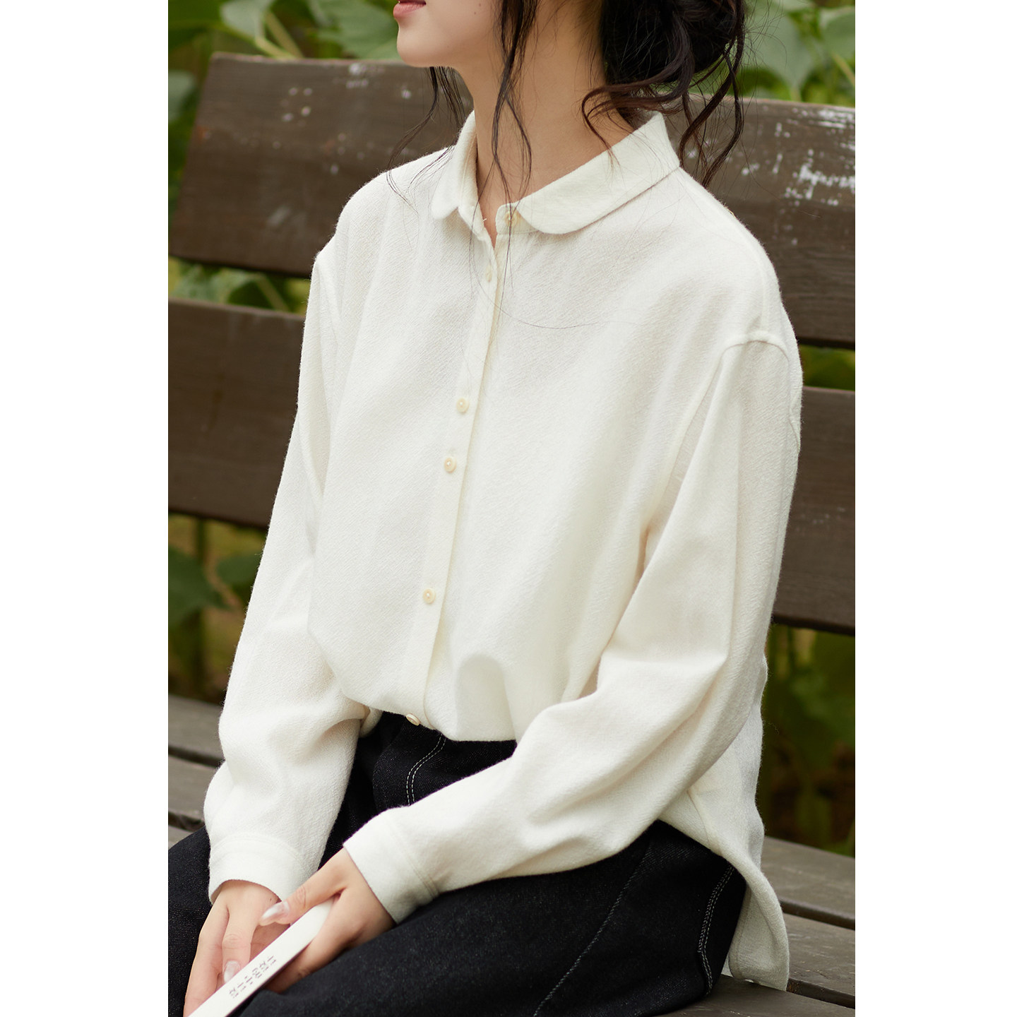 忘城C2012座/秋日暖白/秋款重磅超薄100支高品质白色羊毛衬衫女