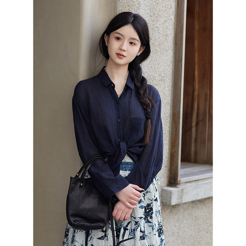 忘城Y667座/春风结伴/春季21支天丝苎麻轻薄透气百搭防晒衬衫衬衣