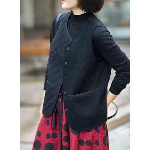 棉马甲忘城新款通勤单排扣