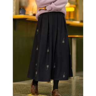 2022秋冬羊毛混纺重工满绣A字半身裙 蒲公英 忘城H252座 夜空里