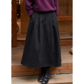 冬季 忘城N662座 写在年末 精纺羊毛混纺薄毛呢灰色保暖a字半身裙