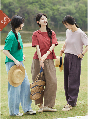 忘城H1174座/夏季新款棉氨纶宽松微弹炒雪花印花绣花短袖T恤上衣