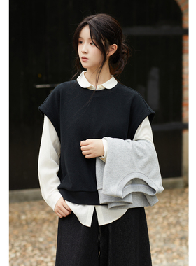 忘城C2013座/青春旋律/秋季新款棉混纺无袖坎肩套头卫衣马甲叠穿