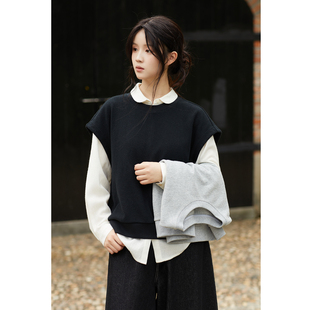 新款 忘城C2013座 青春旋律 秋季 坎肩套头卫衣马甲叠穿 棉混纺无袖