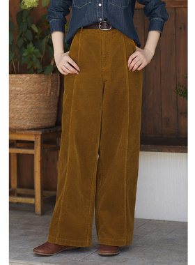 忘城N874座/追光而行/秋季新款100%纯棉复古灯芯绒百搭直筒裤裤子