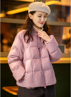 忘城H280座/陌上紫藤/2022冬新品95白鸭绒加厚保暖立领短款羽绒服