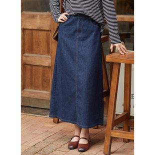 汉麻棉直筒显瘦气质百搭牛仔半身裙半裙 早秋新款 忘城T571座 夜幕