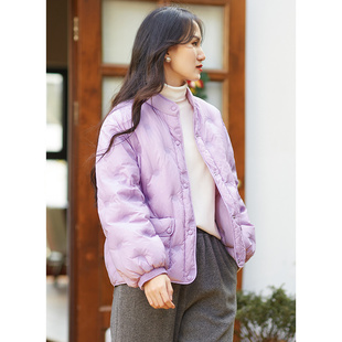 新国标90绒高温压印泡芙短款 2024新品 羽绒服女 紫丁香 忘城H678座