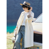 风衣文艺印花 25春秘鲁海岛匹马棉米色中长款 忘城H1077座 好春光