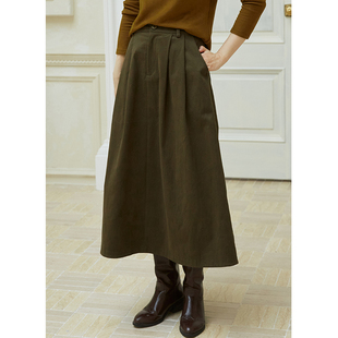 忘城N601座 秋冬文艺斜纹棉氨微弹小A显瘦双层半身裙女 互相成全