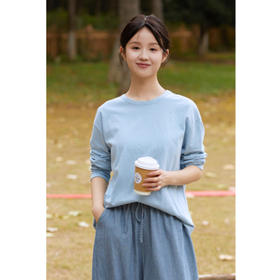 木棉棉混纺圆领长袖 忘城A1048座 秋冬新款 入场券 T恤打底上衣 光