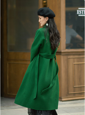 忘城M1016座/御风而行/2022冬羊绒绵羊毛双面呢长款经典大衣外套