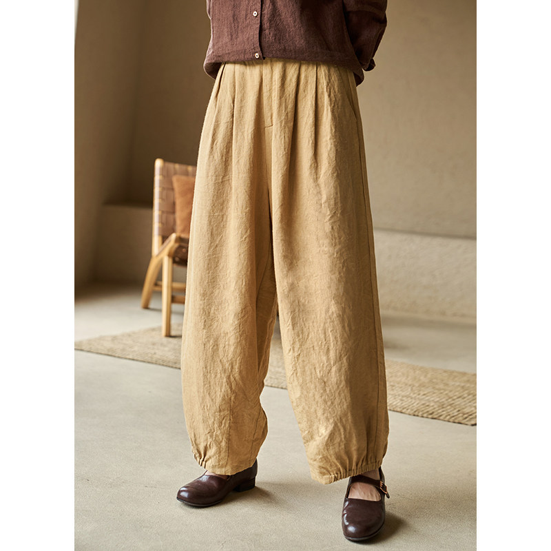 文艺复古忘城长裤松紧裤口