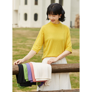 忘城超百搭多色针织T恤女48支羊毛混纺24春夏爆款 A426 正肩打底衫