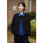 忘城N881座 外套黑色毛呢上衣 羊毛混纺单面呢短款 致我们 秋冬新款