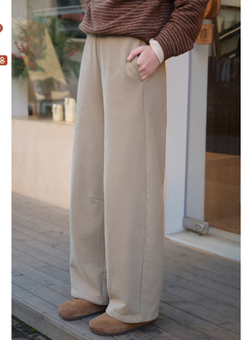 忘城H1441座/冬日情书/冬款重磅490G加厚保暖卫裤宽松纯色休闲裤