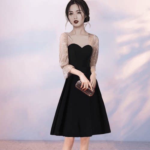 礼服中长款聚会礼服喇叭袖