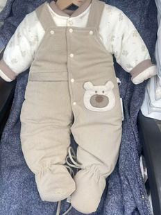 550克棉花婴儿连体衣套装 加厚棉衣宝宝包脚棉衣棉服两件套 冬季