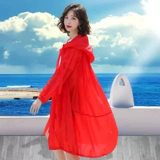 防晒衣女海边旅游风衣外套中长款2025夏季新款宽松透气薄款防晒服