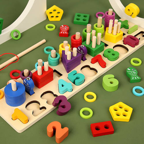 儿童早教1-23-6周岁数字认知套柱积木宝宝男女孩益智几何配对玩具