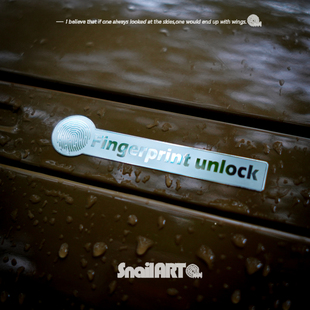 SN蜗牛金属贴指纹解锁F进入载具创意个性汽车把手尾门装饰贴纸