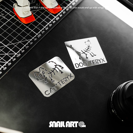 搞笑始祖猫狗个性创意金属贴纸高级感笔记本电脑手机刮痕遮挡贴饰