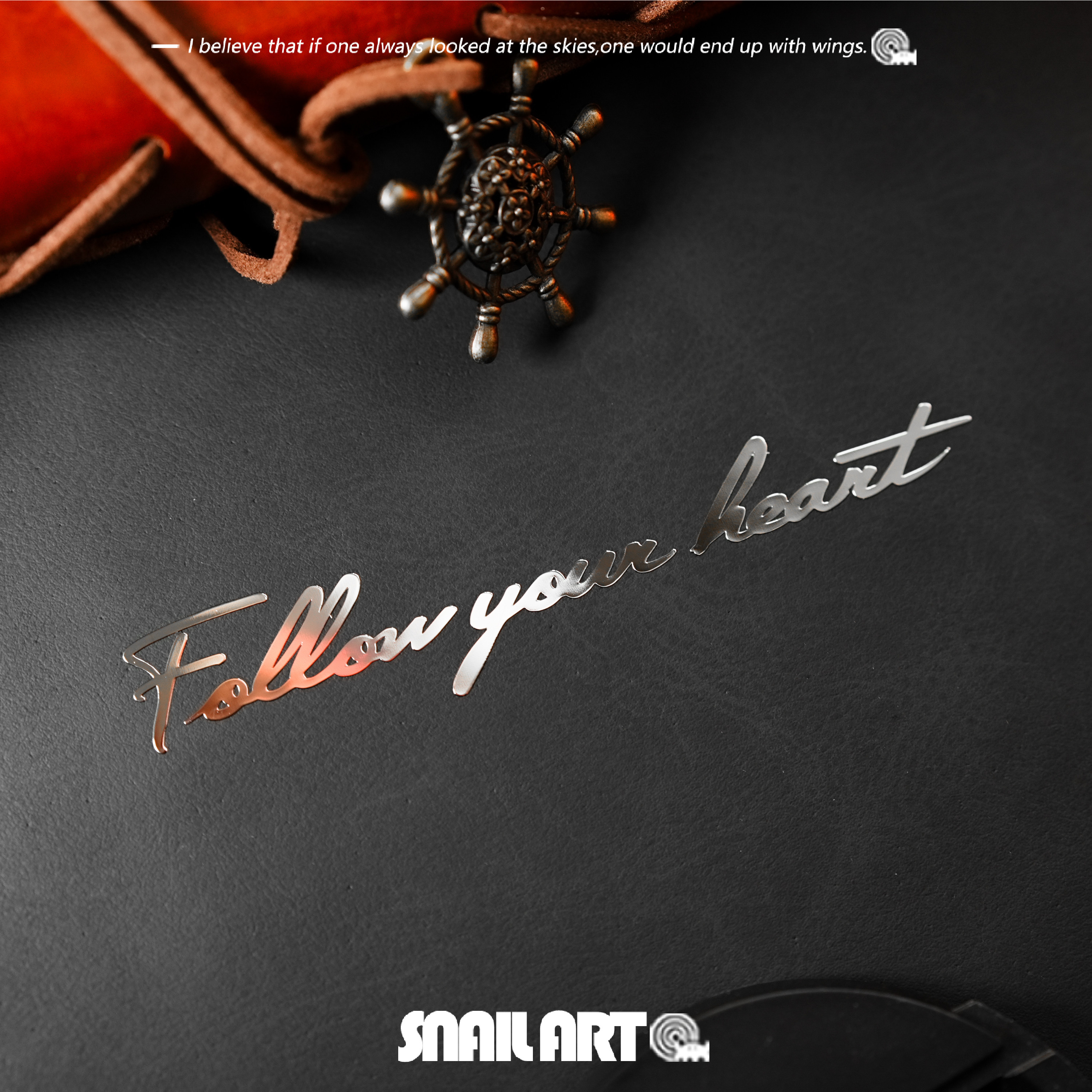 遵循你的内心英文金属贴纸创意高级感手机吉他笔记本电脑装饰车贴