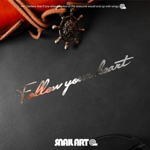 遵循你的内心英文金属贴纸创意高级感手机吉他笔记本电脑装饰车贴