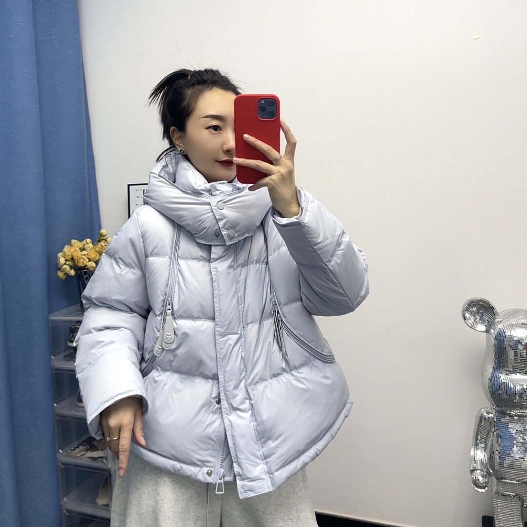 欧洲站韩版流行街头洋气保暖羽绒服亮色青春港风连帽面包服外套女