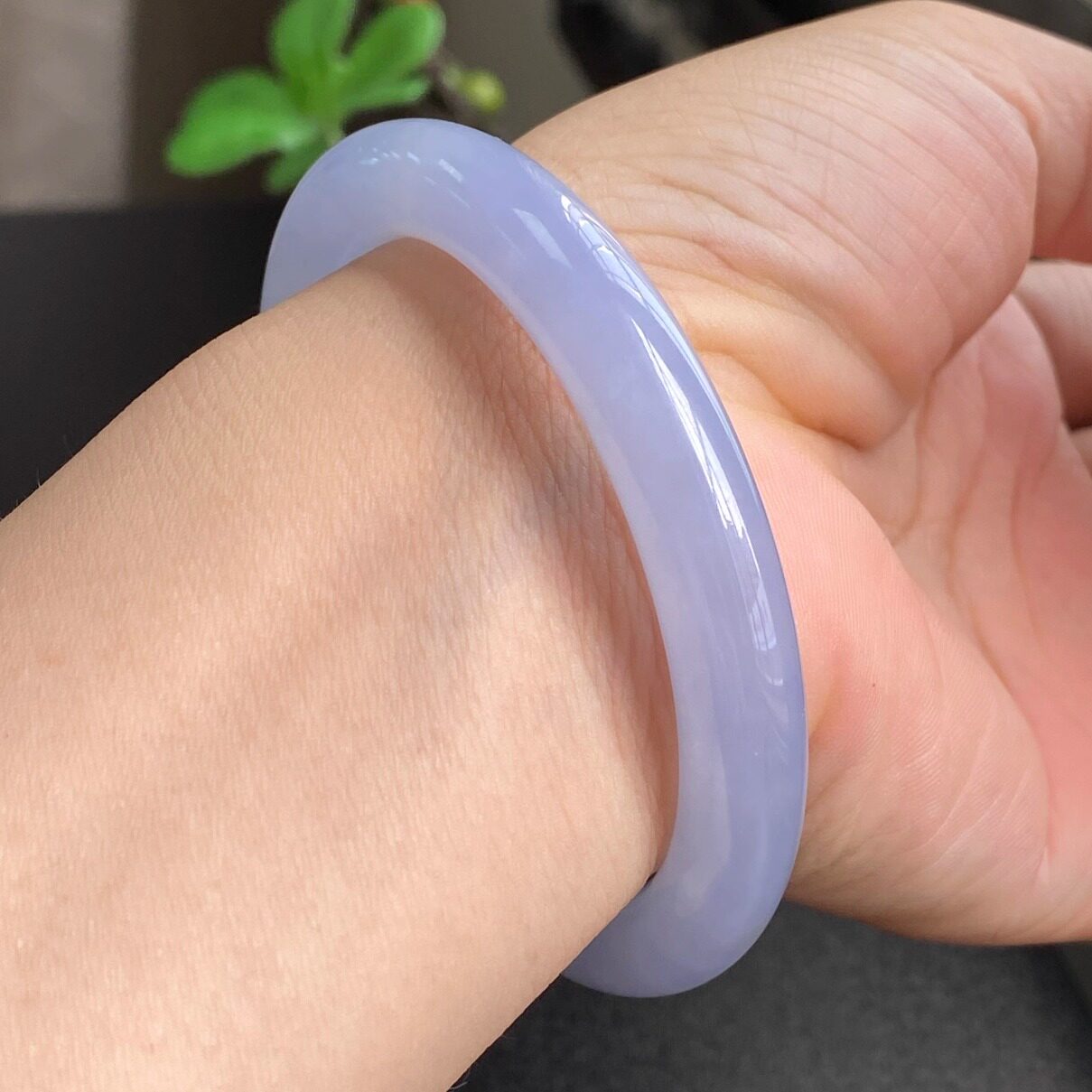 泗隆珠宝-缅甸天然A货翡翠手镯玉石玉器镯子 紫罗兰圆条镯54圈口