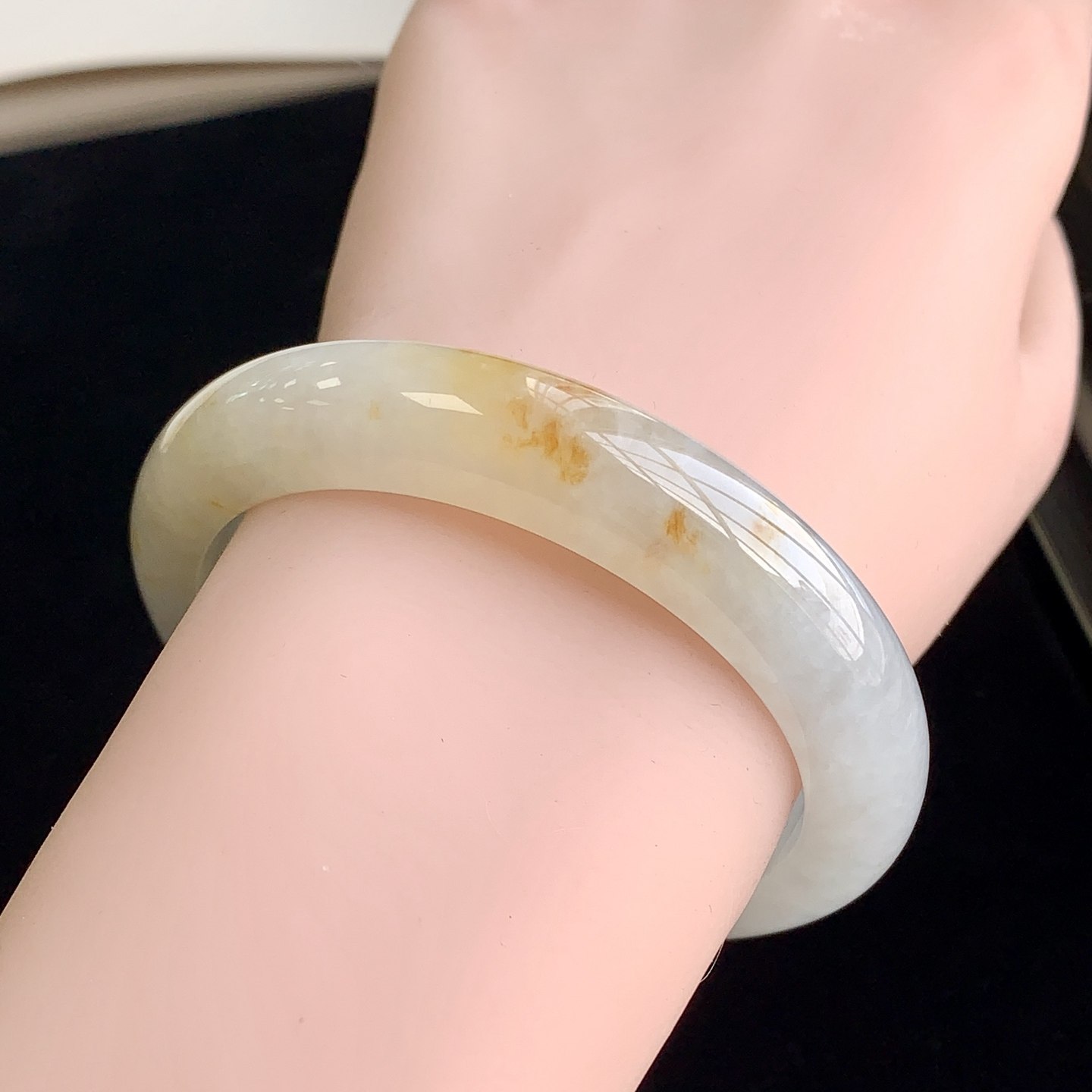 泗隆珠宝-缅甸天然A货翡翠手镯玉石玉器镯子 黄翡手镯55圈口